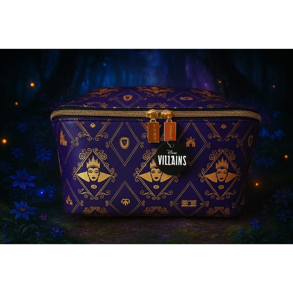 Disney Villains Cosmetic Makeup Bag Travel‎ Case Purple Gold